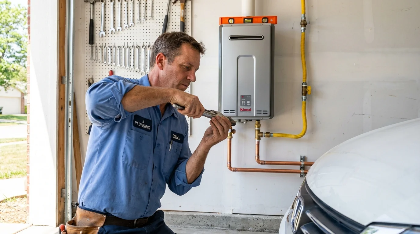 Tankless water heater installation by a Johns Plumbing LLC plumber in Mitchell